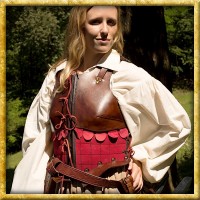Frauenrüstung aus Leder - Braun/Rot